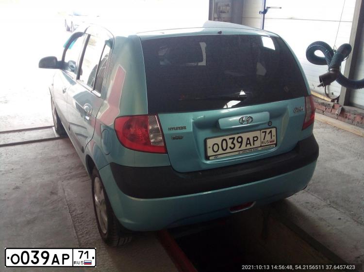 Фото автомобиля HYUNDAI GETZ, 2008 — госномер О039АР71. Цвет: голубой