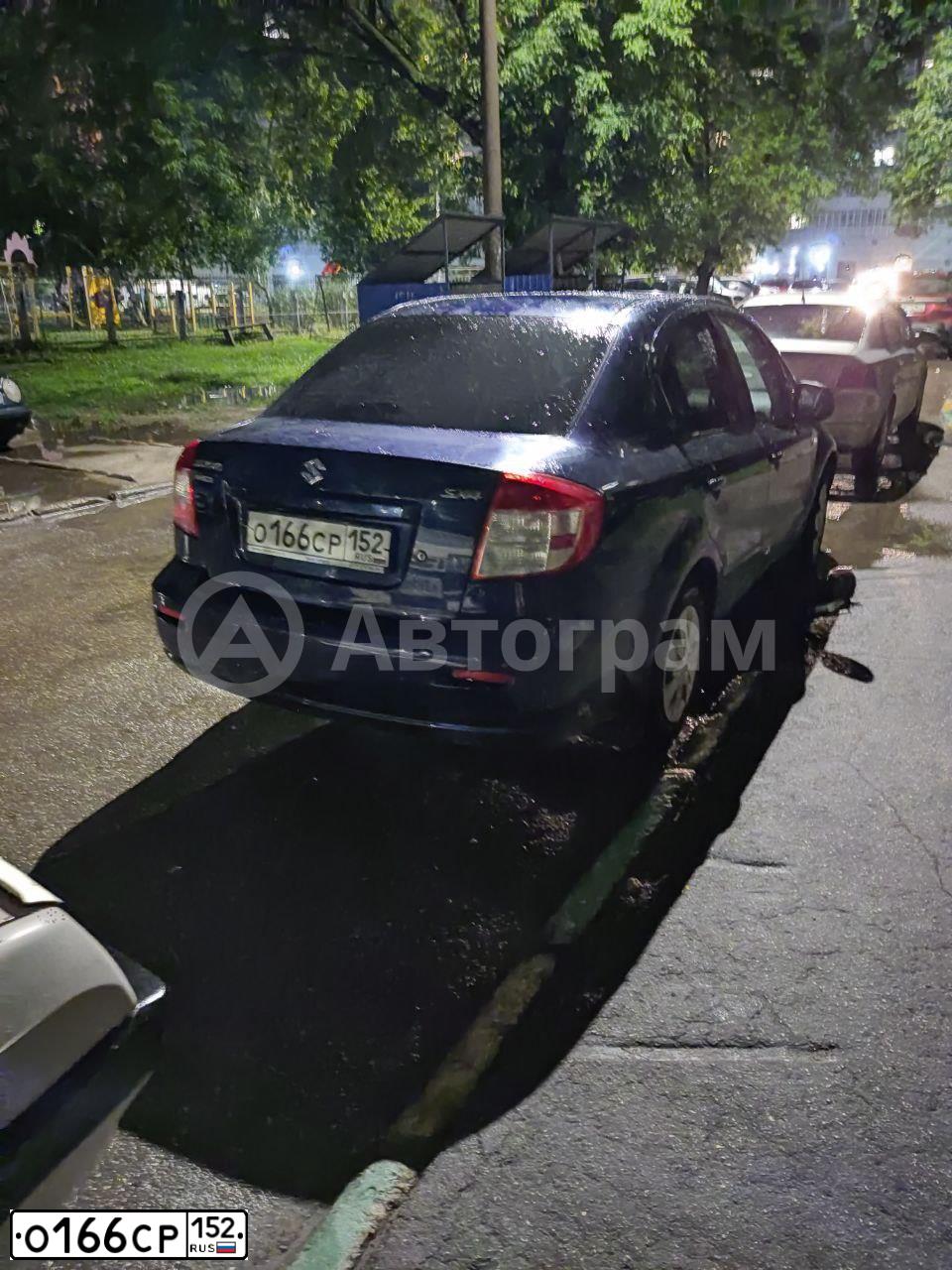 Фото автомобиля SUZUKI SX 4, 2007 — госномер О166СР152. Цвет: СИНИЙ