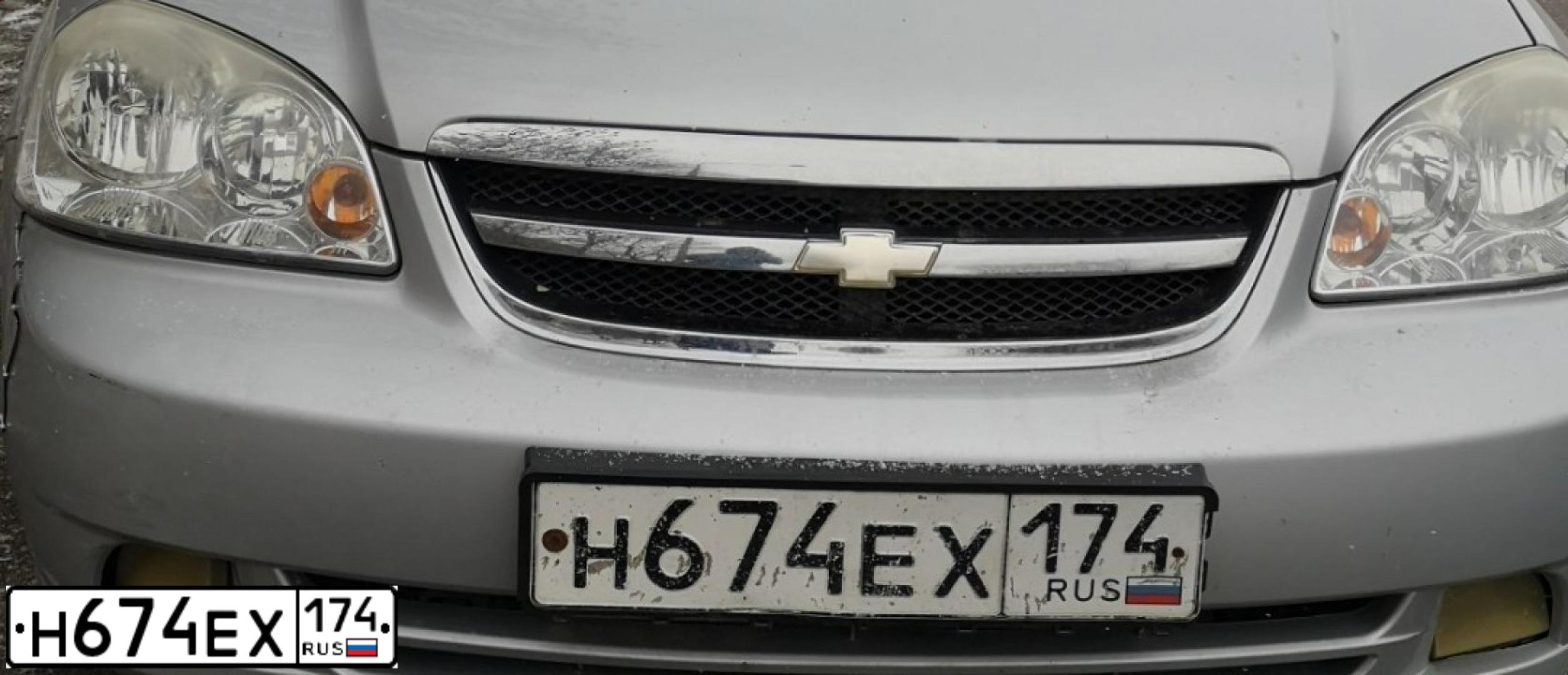 Фото автомобиля CHEVROLET LACETTI, 2006 — госномер Н674ЕХ174. Цвет: Серебристый