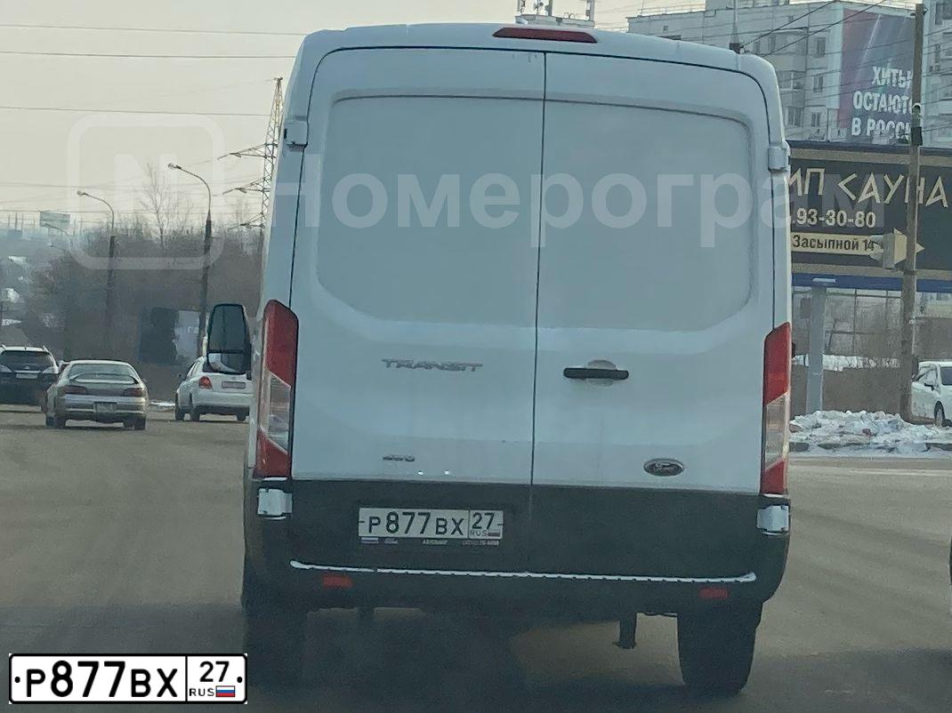 Фото автомобиля FORD TRANSIT, 2019 — госномер Р877ВХ27. Цвет: Белый