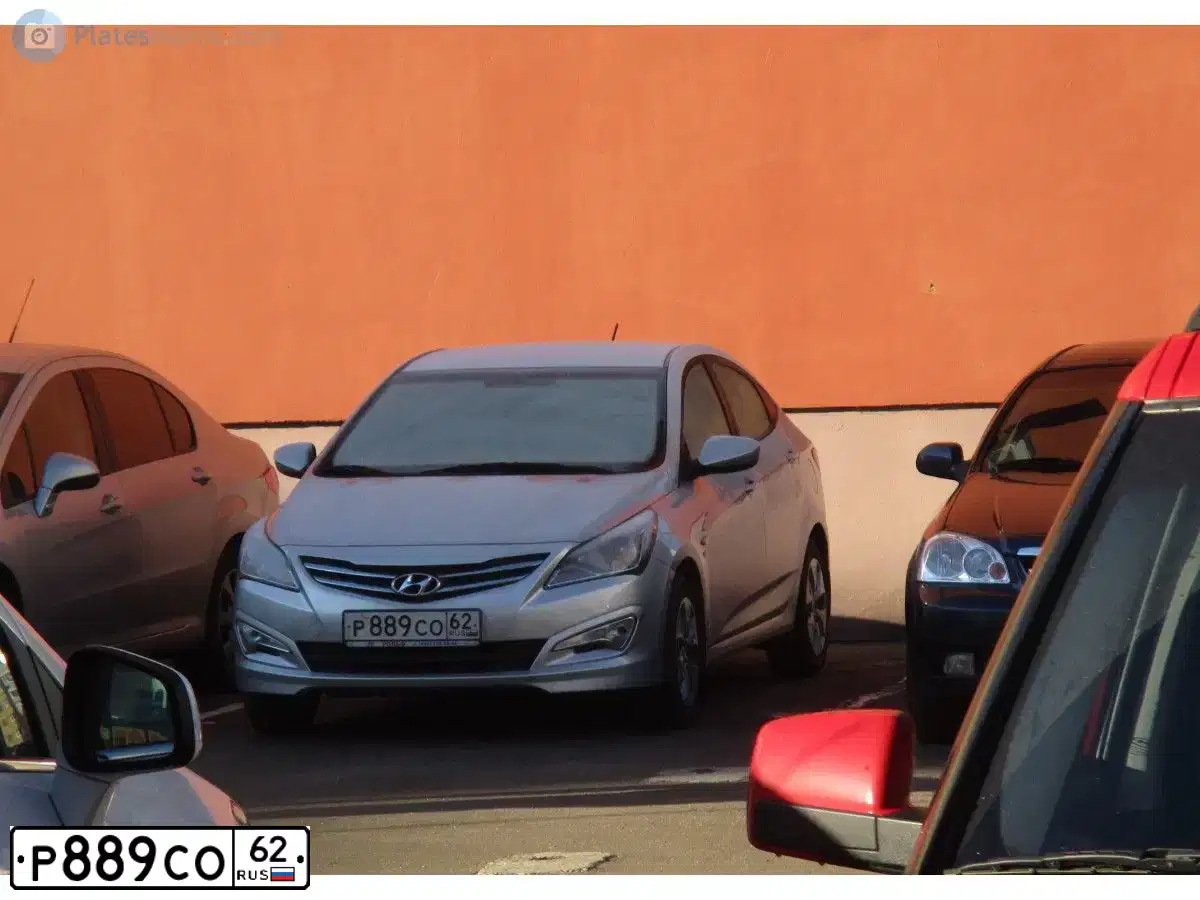 Фото автомобиля HYUNDAI SOLARIS, 2016 — госномер Р889СО62. Цвет: СЕРЕБРИСТЫЙ