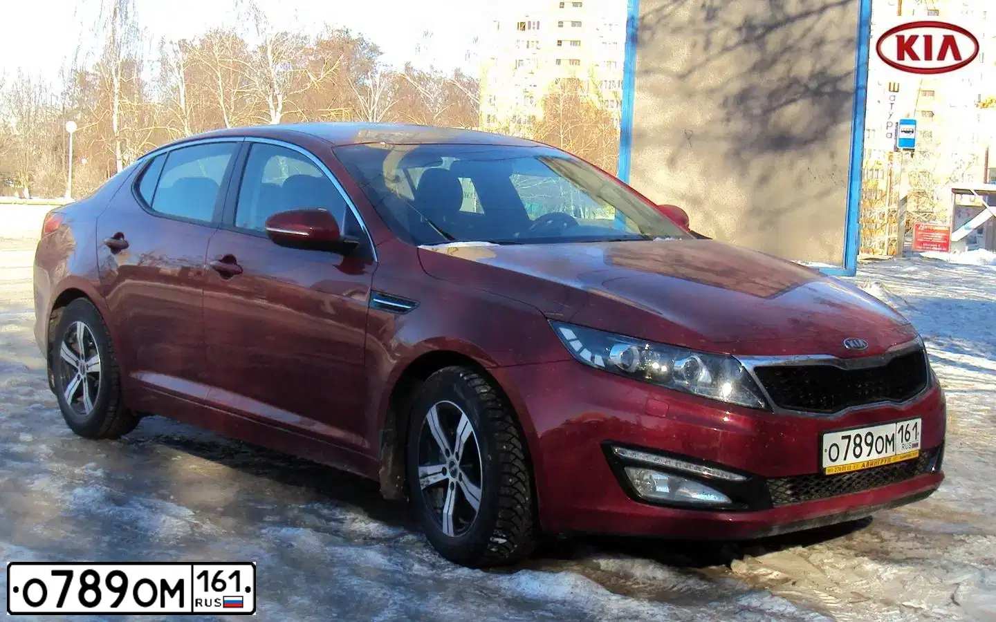Фото автомобиля KIA MAGENTIS / OPTIMA, 2011 — госномер О789ОМ161. Цвет: Красный