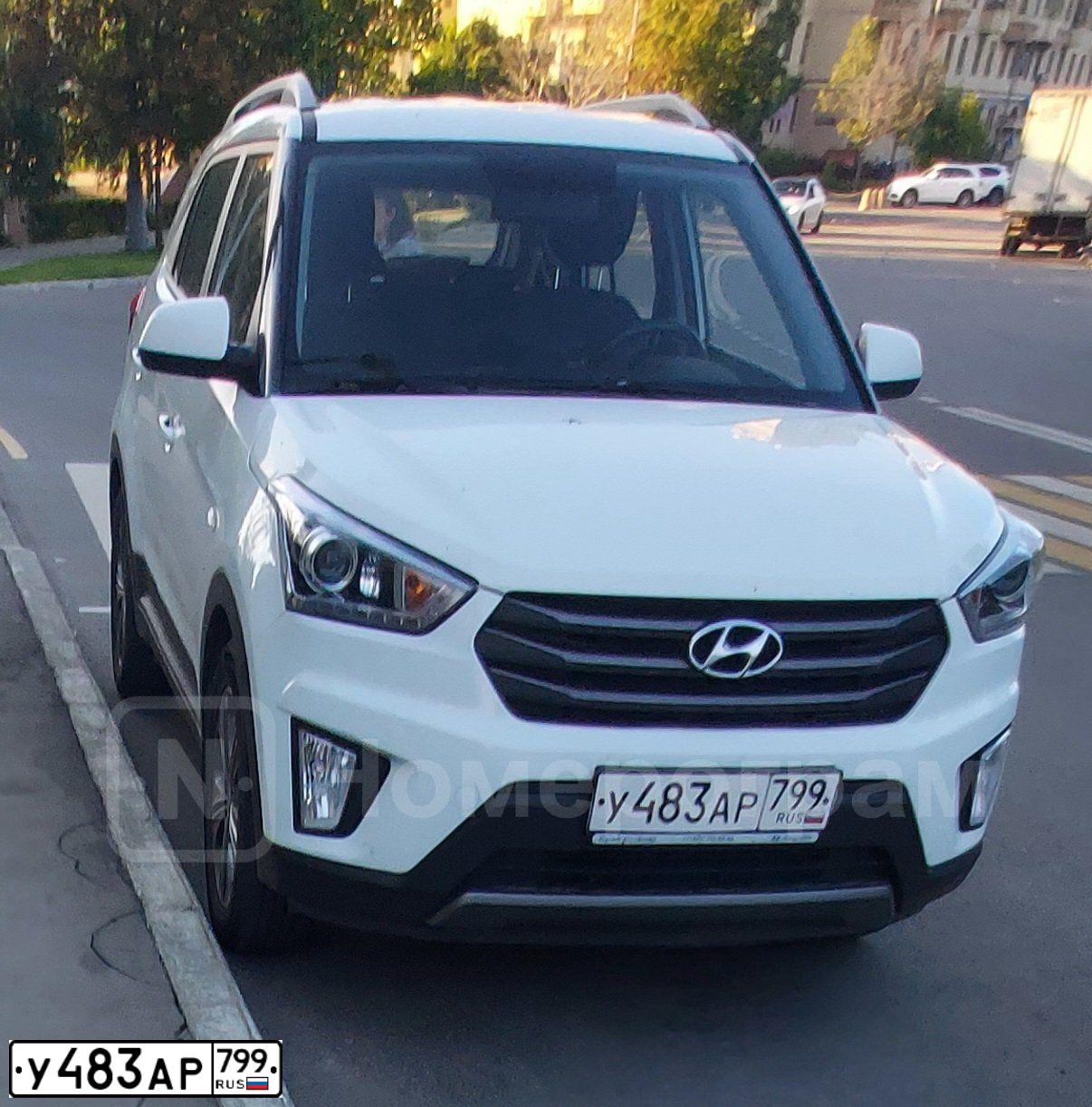 Фото автомобиля HYUNDAI CRETA, 2017 — госномер У483АР799. Цвет: БЕЛЫЙ
