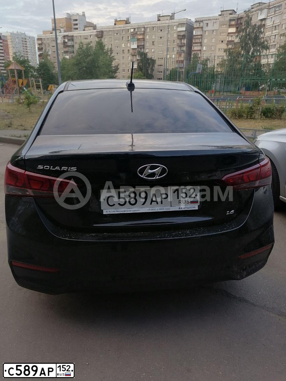 Фото автомобиля HYUNDAI SOLARIS, 2019 — госномер С589АР152. Цвет: ЧЕРНЫЙ