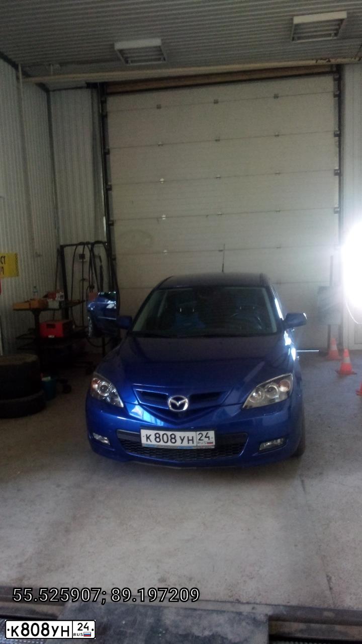 Фото автомобиля MAZDA 3, 2008 — госномер К808УН124. Цвет: СИНИЙ