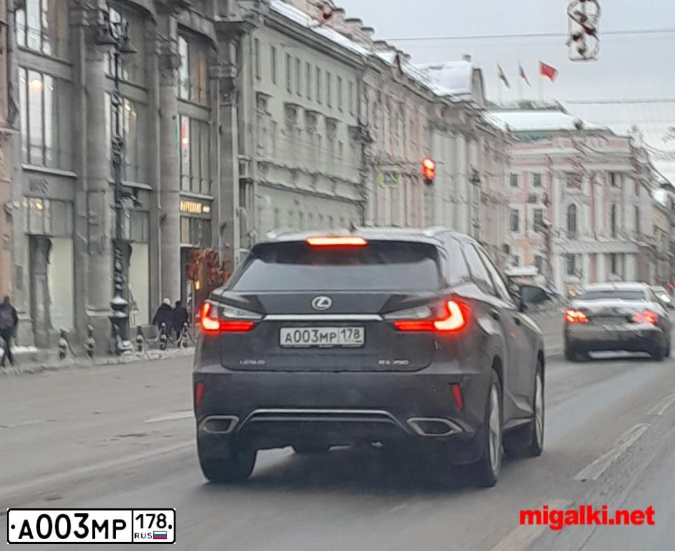 Фото автомобиля LEXUS RX, 2015 — госномер А003МР178. Цвет: ЧЕРНЫЙ