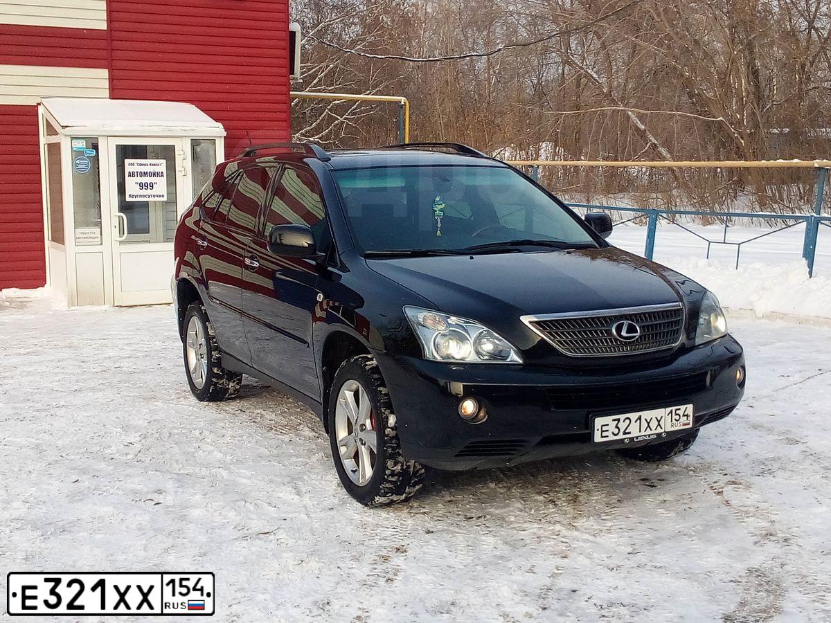 Фото автомобиля LEXUS RX, 2008 — госномер Е321ХХ154. Цвет: ЧЕРНЫЙ