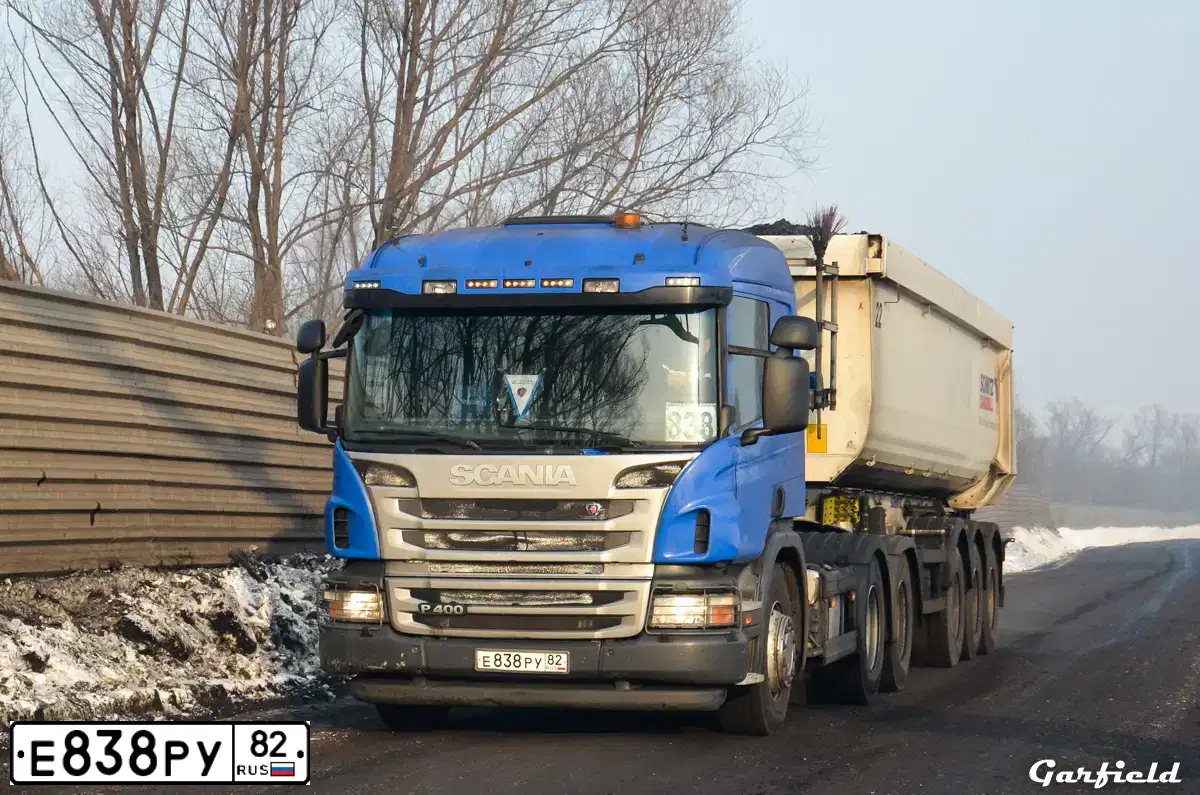 Фото автомобиля SCANIA SERIE P /6X4/, 2016 — госномер О696ВМ46. Цвет: синий
