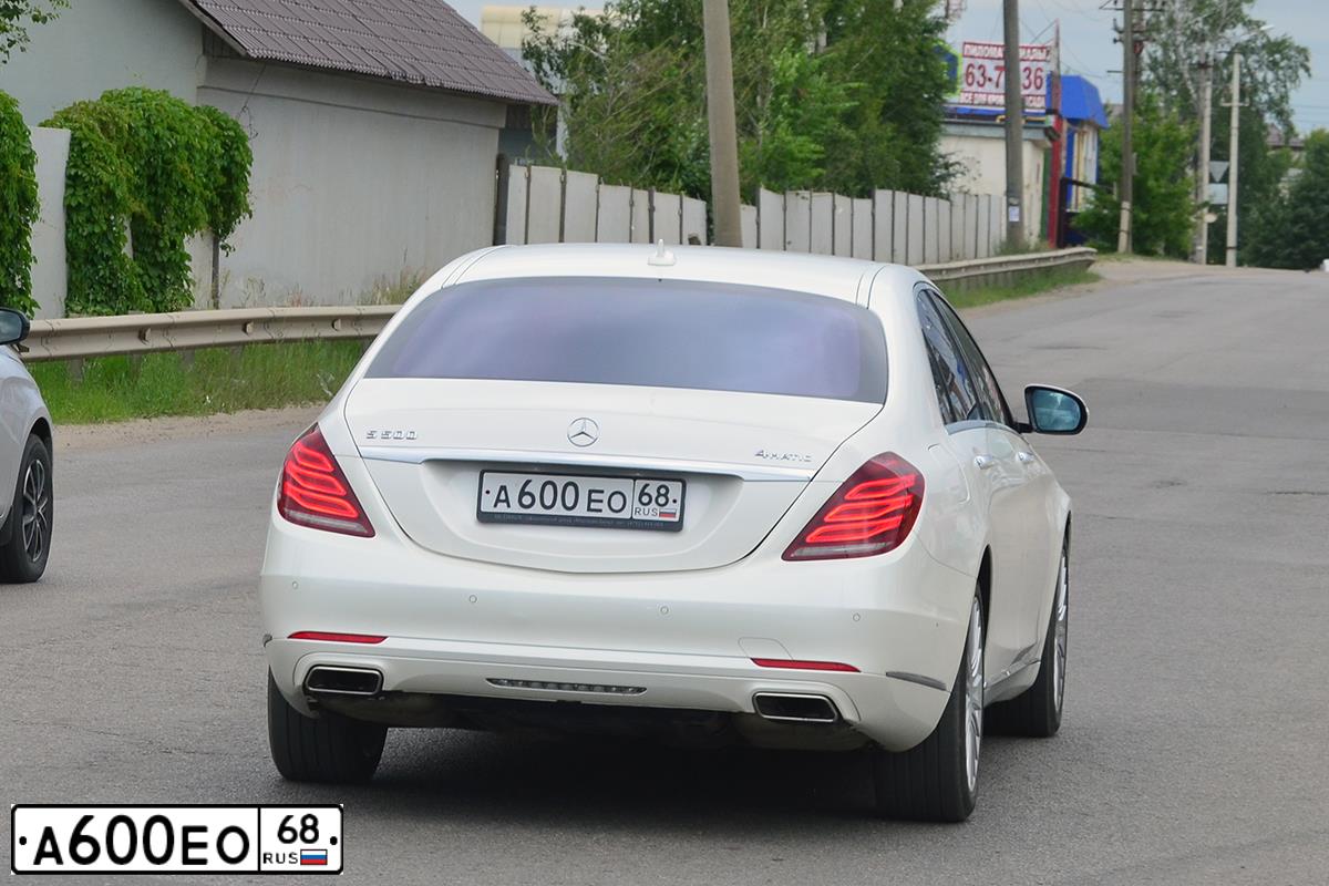 Фото автомобиля MERCEDES S-KLASSE, 2013 — госномер А600ЕО68. Цвет: Белый