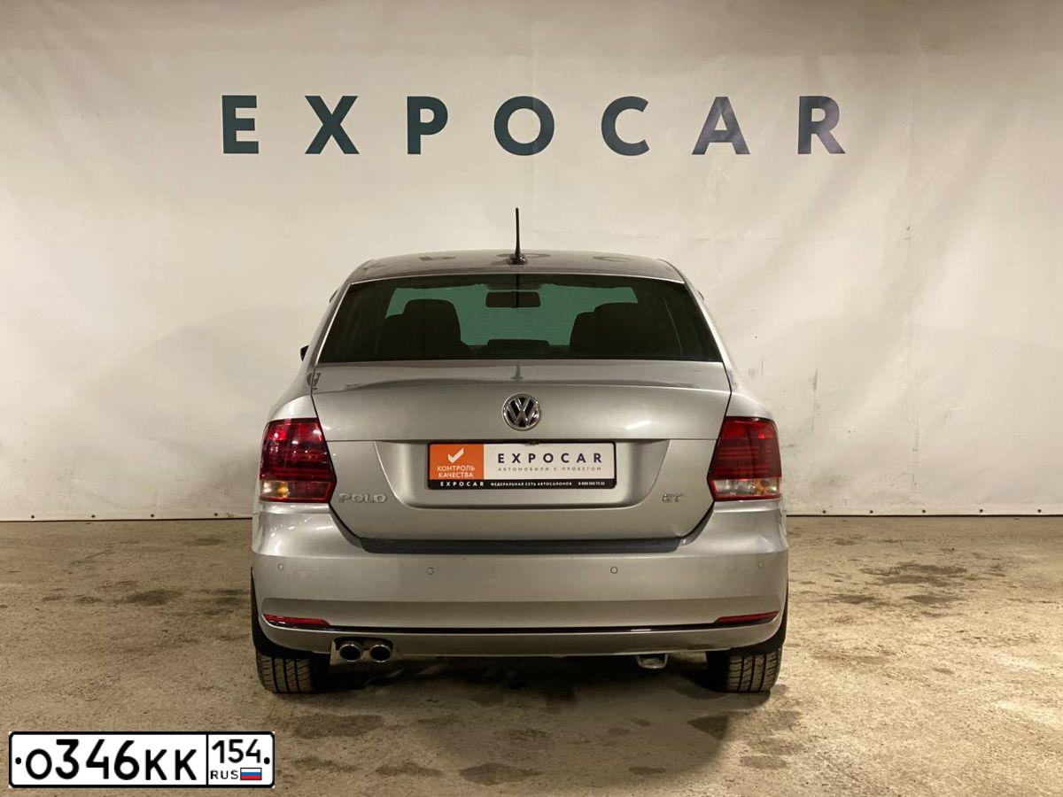 Фото автомобиля VOLKSWAGEN POLO, 2019 — госномер О346КК154. Цвет: Серебристый
