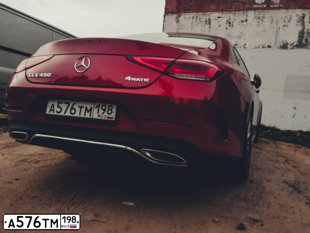 Фото автомобиля MERCEDES CLS-KLASSE, 2018 — госномер А576ТМ198. Цвет: Красный