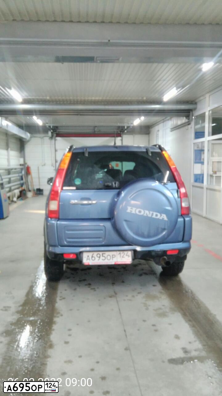 Фото автомобиля HONDA CR-V, 2004 — госномер А695ОР124. Цвет: ГОЛУБОЙ