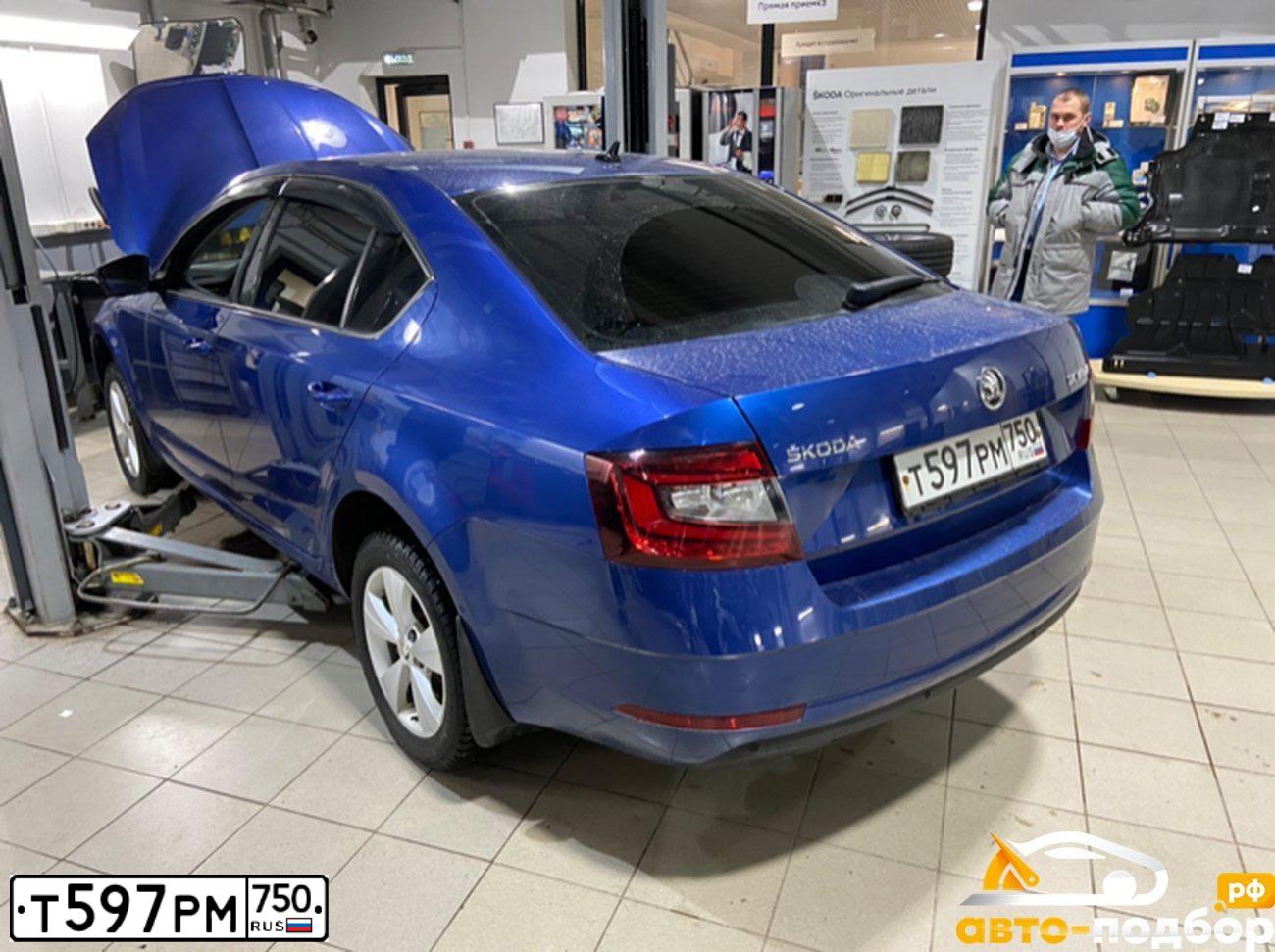 Фото автомобиля SKODA OCTAVIA, 2017 — госномер У348НМ790. Цвет: ЯРКО-СИНИЙ