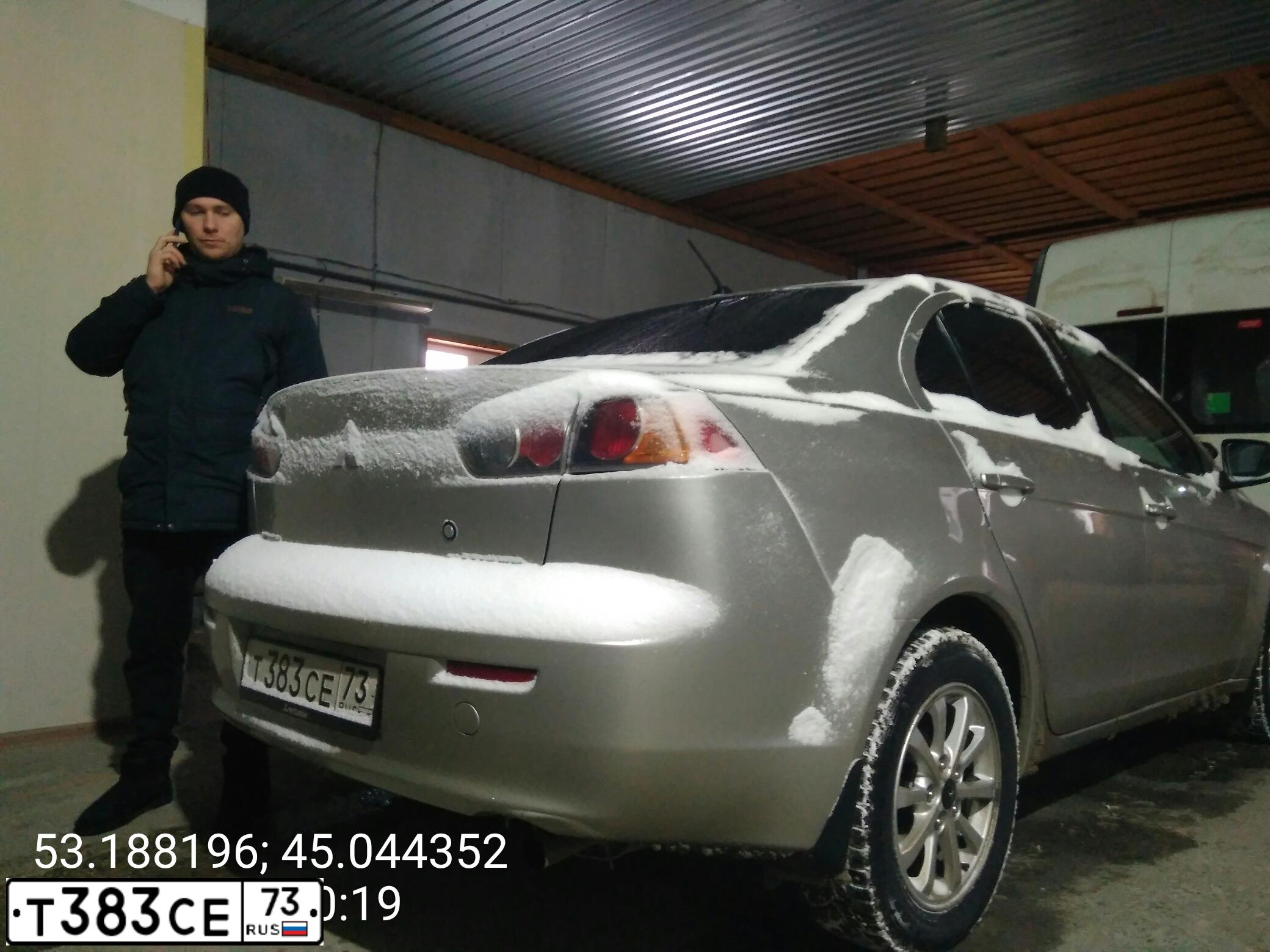 Фото автомобиля MITSUBISHI LANCER, 2012 — госномер А121МР73. Цвет: Серебристый