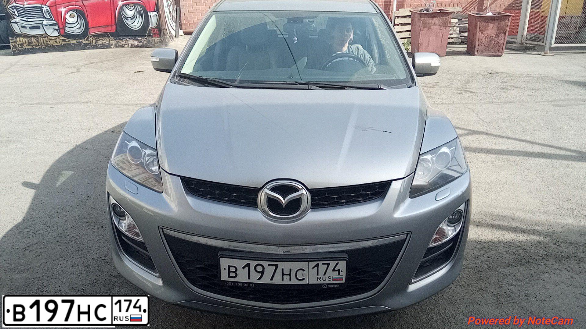 Фото автомобиля MAZDA CX-7, 2010 — госномер В197НС174. Цвет: СЕРЕБРИСТЫЙ