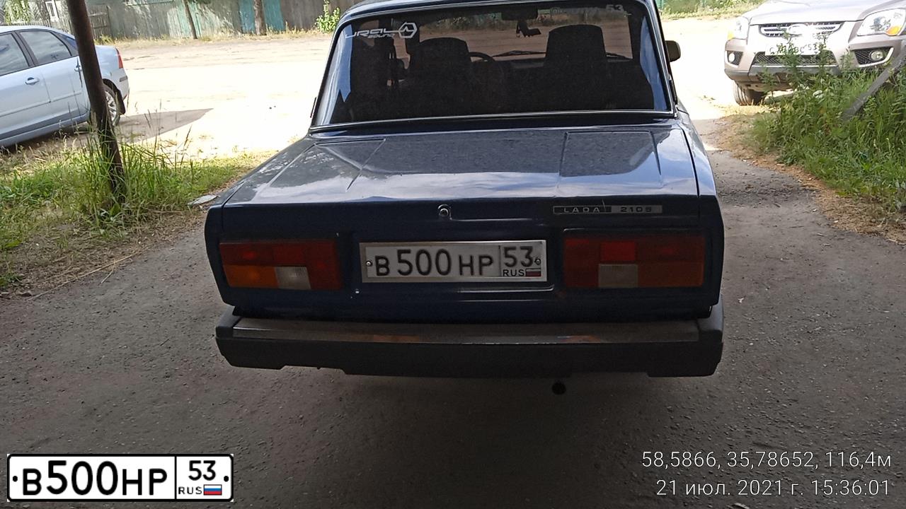 Фото автомобиля LADA 2107, 2008 — госномер В500НР53. Цвет: ТЕМНО-КОРИЧНЕВЫЙ