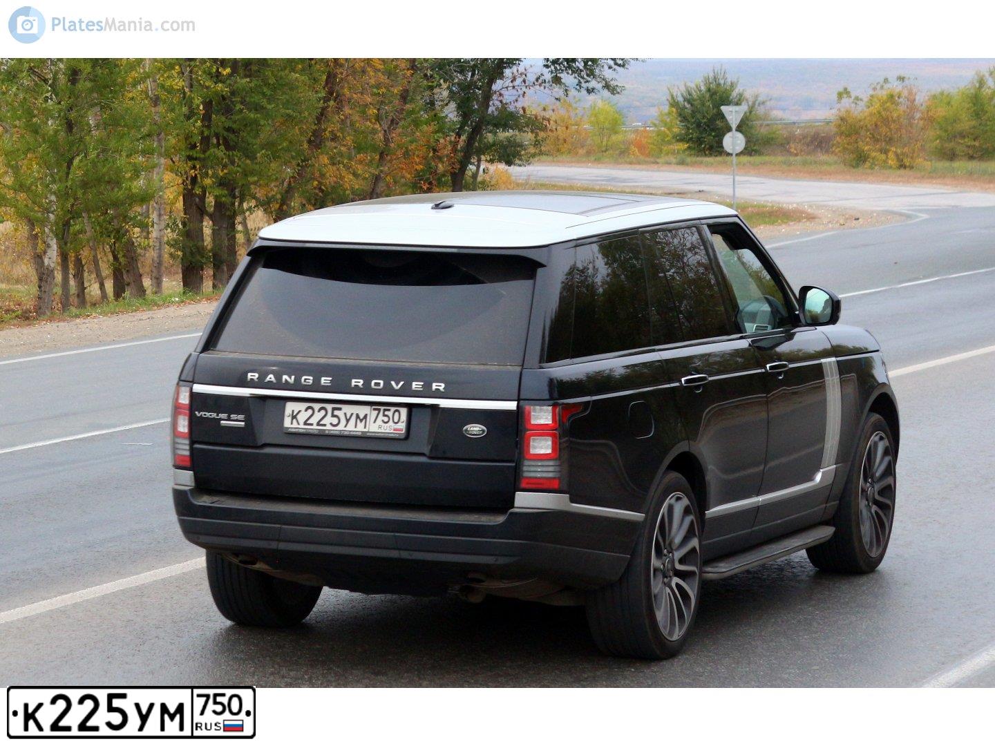 Фото автомобиля LANDROVER RANGE ROVER, 2014 — госномер К225УМ750. Цвет: ЧЕРНО-СИНИЙ