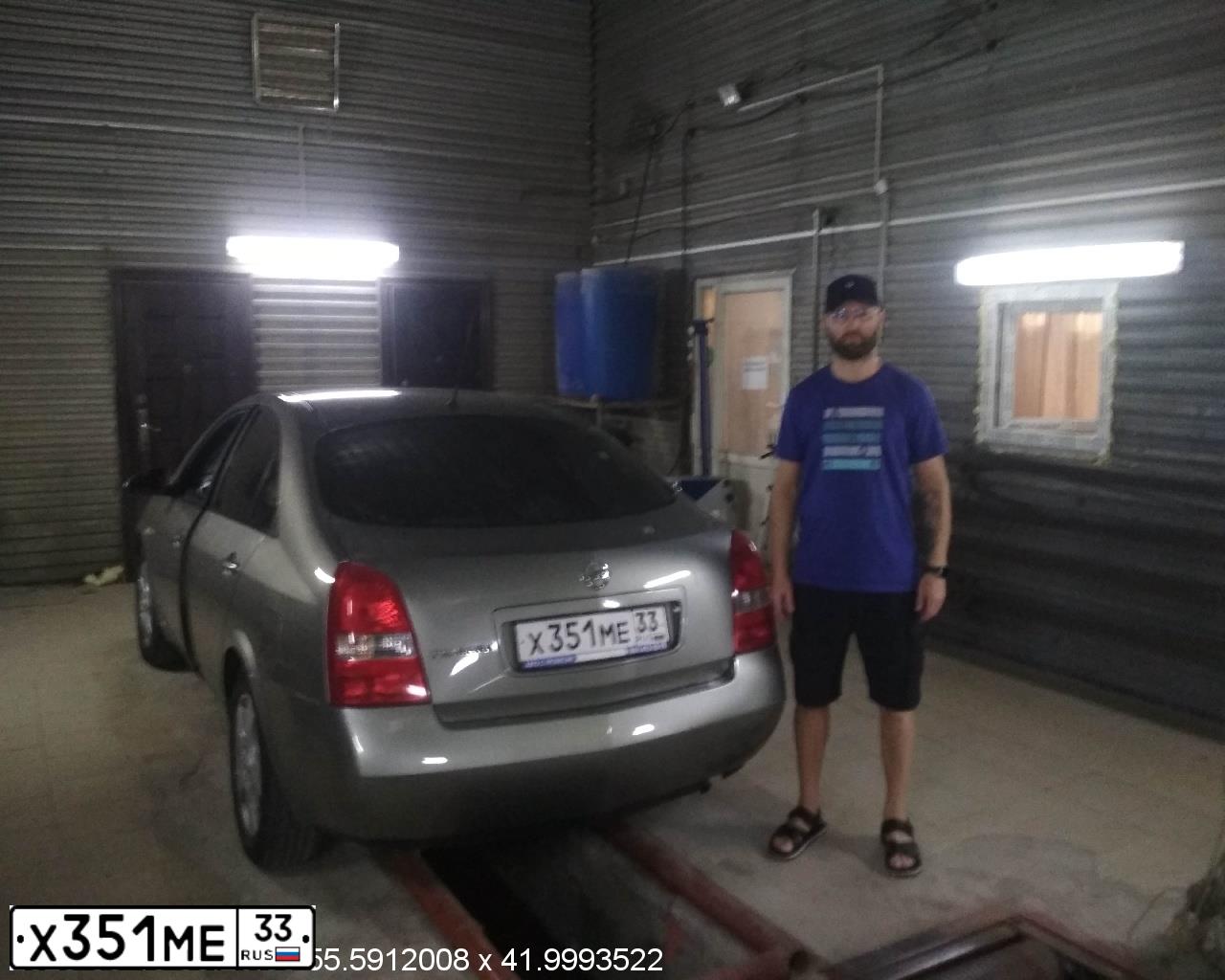 Фото автомобиля NISSAN PRIMERA, 2005 — госномер Х351МЕ33. Цвет: ЗЕЛЕНЫЙ