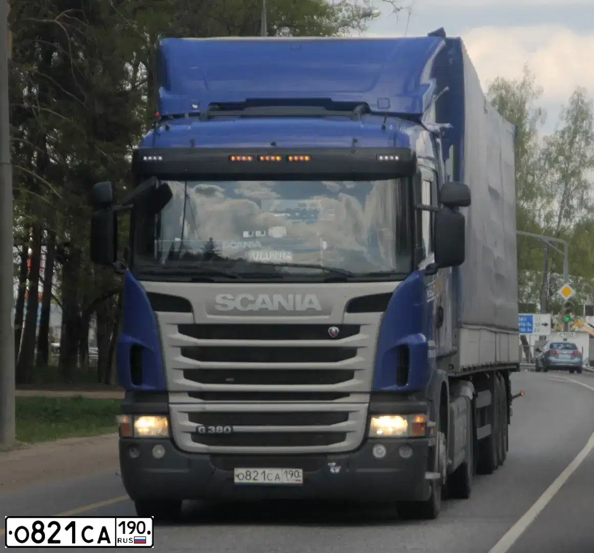 Фото автомобиля SCANIA G380 LA4X2HLA, 2011 — госномер О498АХ154. Цвет: синий