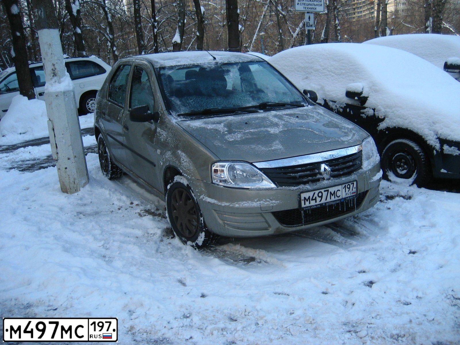 Фото автомобиля RENAULT LOGAN, 2010 — госномер М497МС197. Цвет: БЕЖЕВЫЙ