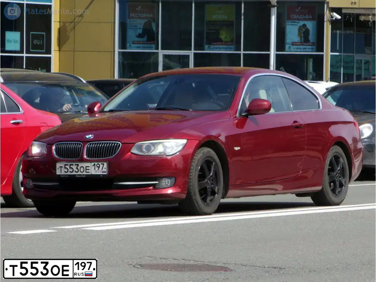 Фото автомобиля BMW SERIE 3, 2010 — госномер У073СР71. Цвет: КРАСНЫЙ ТЕМНЫЙ
