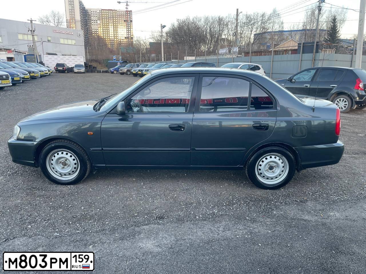 Фото автомобиля TAGAZ ACCENT, 2008 — госномер М803РМ159. Цвет: ТЕМНО-СЕРЫЙ