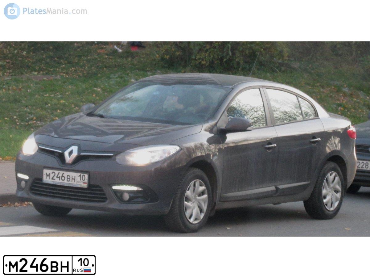 Фото автомобиля RENAULT FLUENCE, 2013 — госномер М246ВН10. Цвет: Коричневый