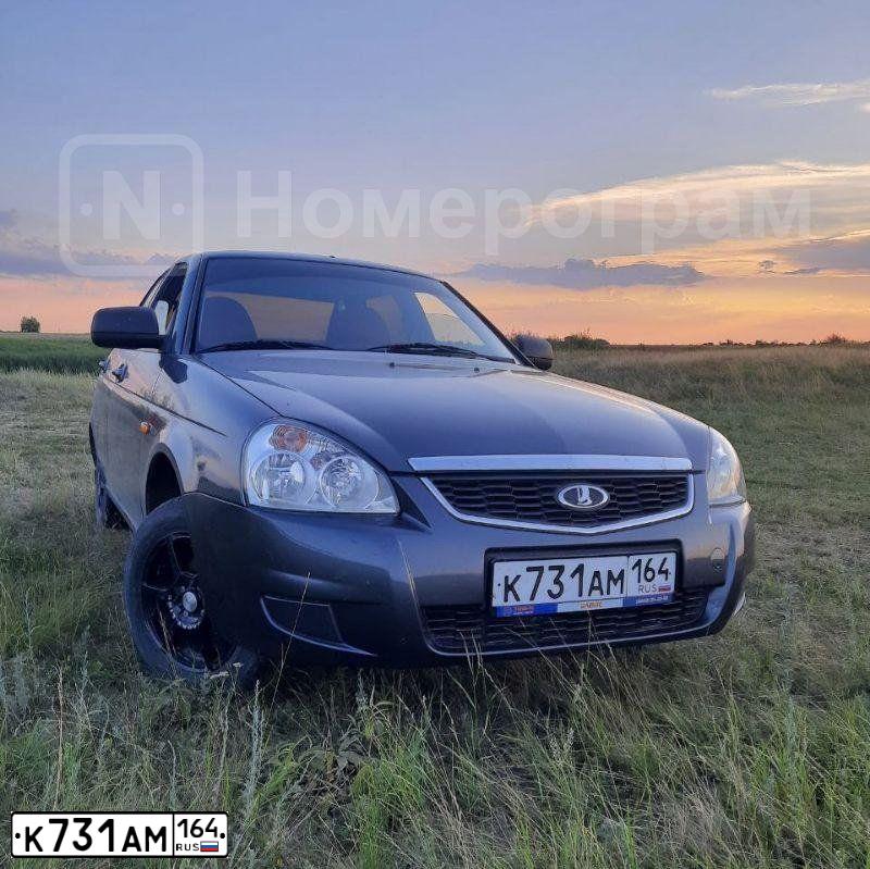 Фото автомобиля LADA 2170 PRIORA, 2018 — госномер К731АМ164. Цвет: серебристо-темно-серый
