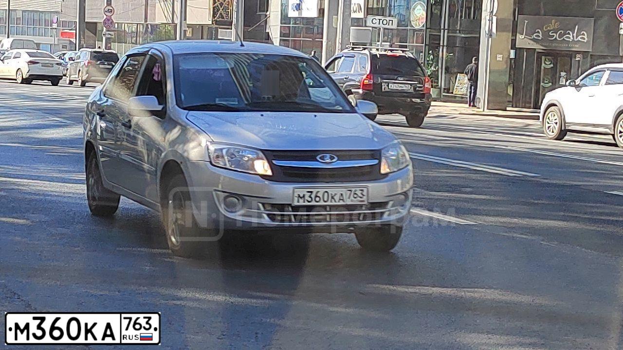 Фото автомобиля LADA 2190 GRANTA, 2012 — госномер М360КА763. Цвет: Серебристый