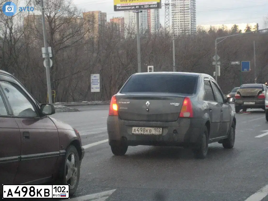 Фото автомобиля RENAULT LOGAN, 2008 — госномер А498КВ102. Цвет: ТЕМНО-СЕРЫЙ