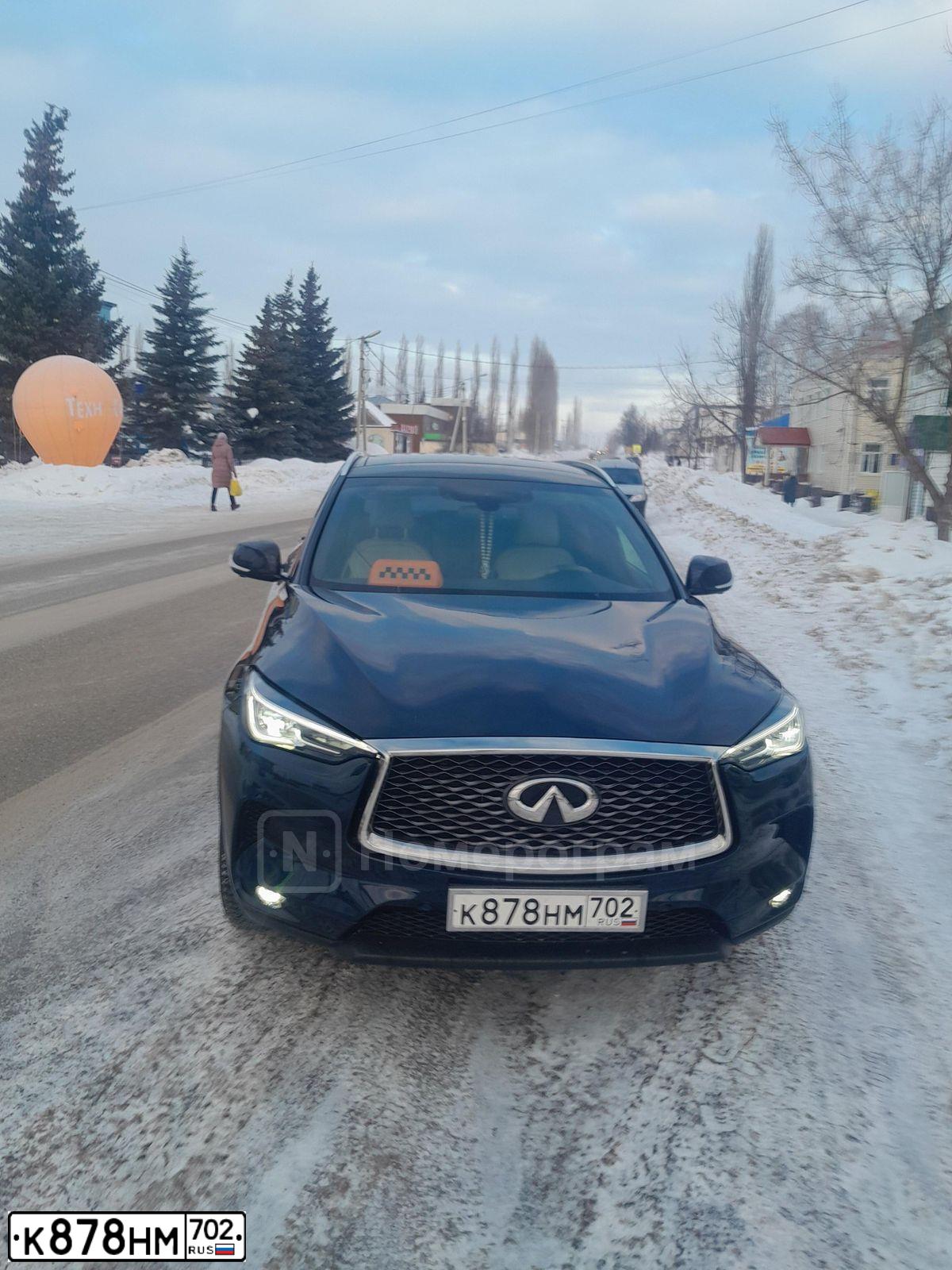 Фото автомобиля INFINITI QX50, 2021 — госномер К878НМ702. Цвет: СИНИЙ