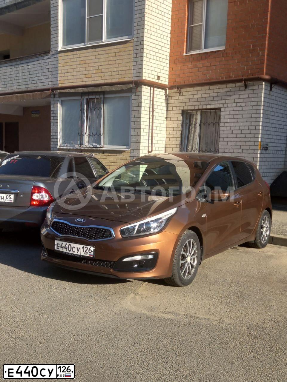 Фото автомобиля KIA CEE'D, 2016 — госномер Е440СУ126. Цвет: КОРИЧНЕВЫЙ