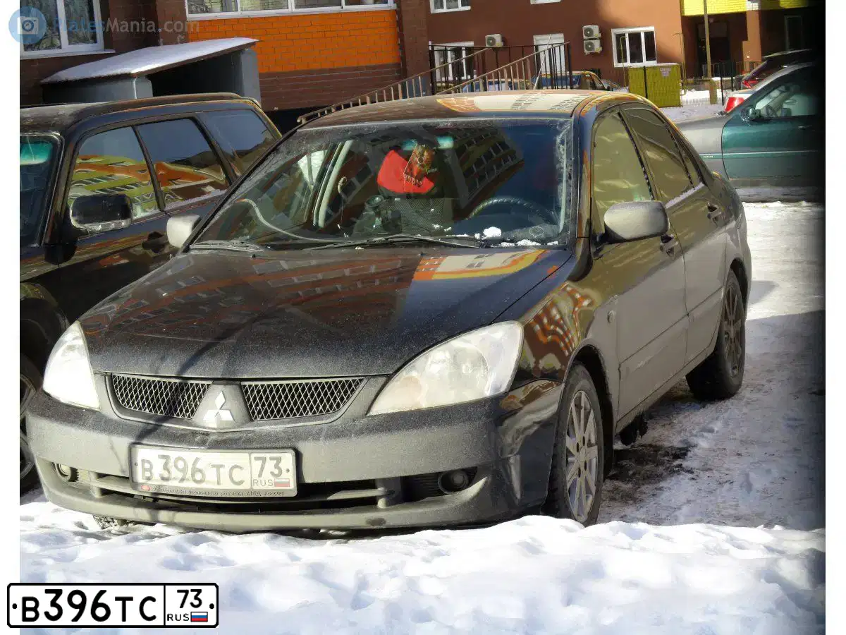 Фото автомобиля MITSUBISHI LANCER, 2006 — госномер В396ТС73. Цвет: ЧЕРНЫЙ