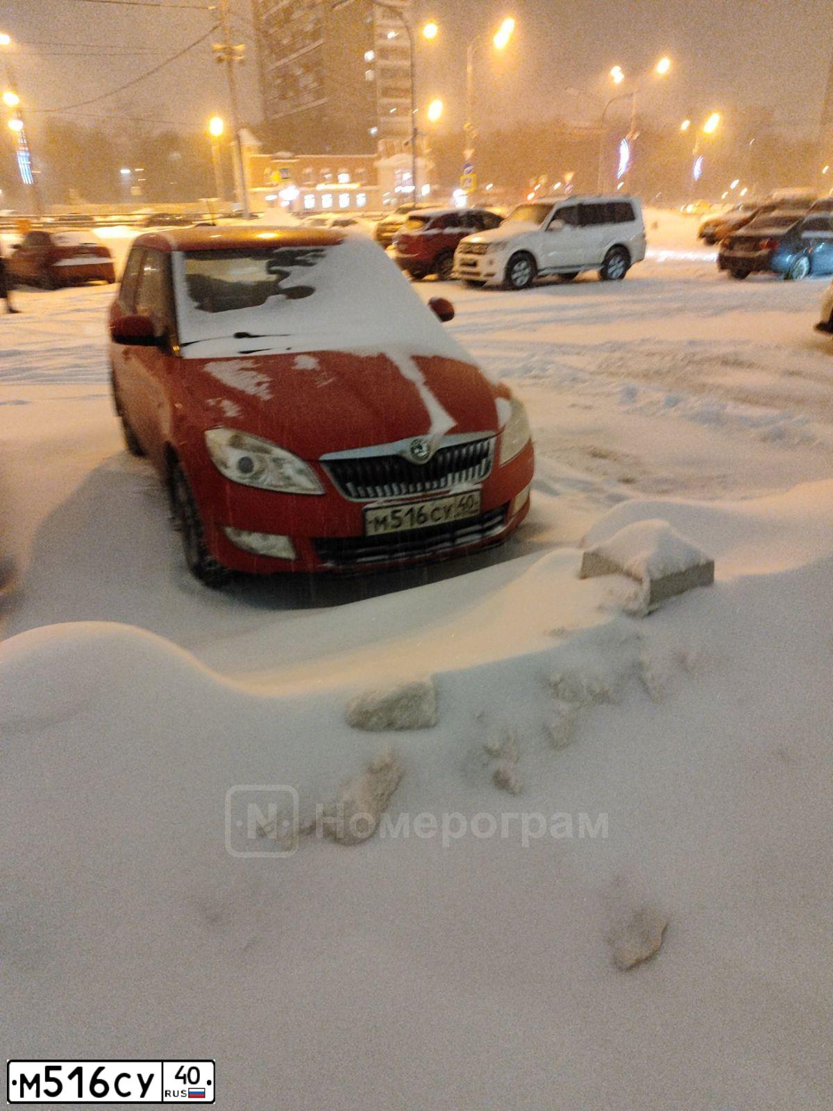 Фото автомобиля SKODA FABIA, 2011 — госномер М516СУ40. Цвет: КРАСНЫЙ