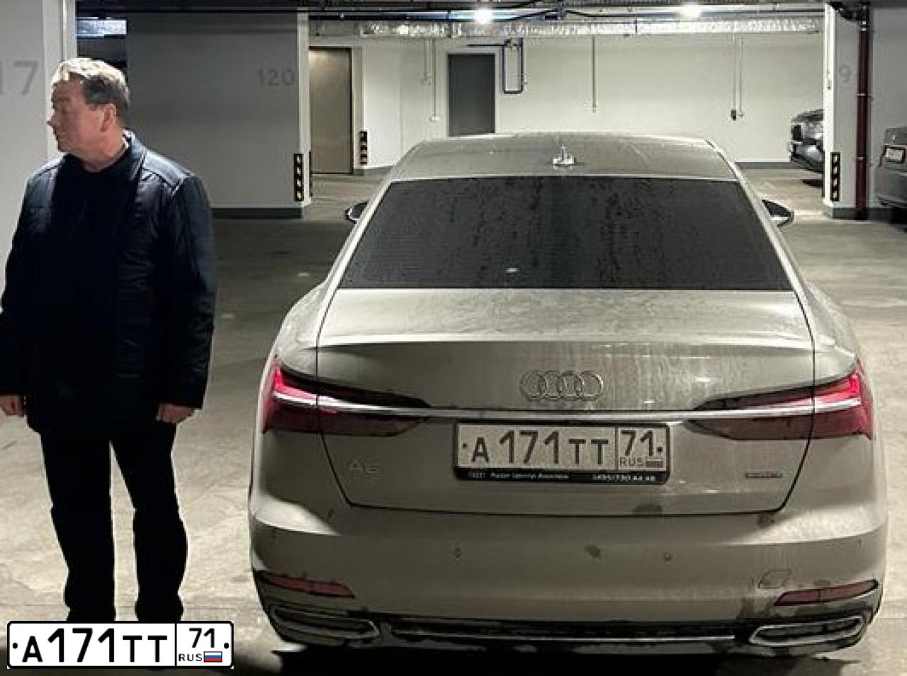 Фото автомобиля AUDI A6, 2019 — госномер А171ТТ71. Цвет: БЕЖЕВЫЙ