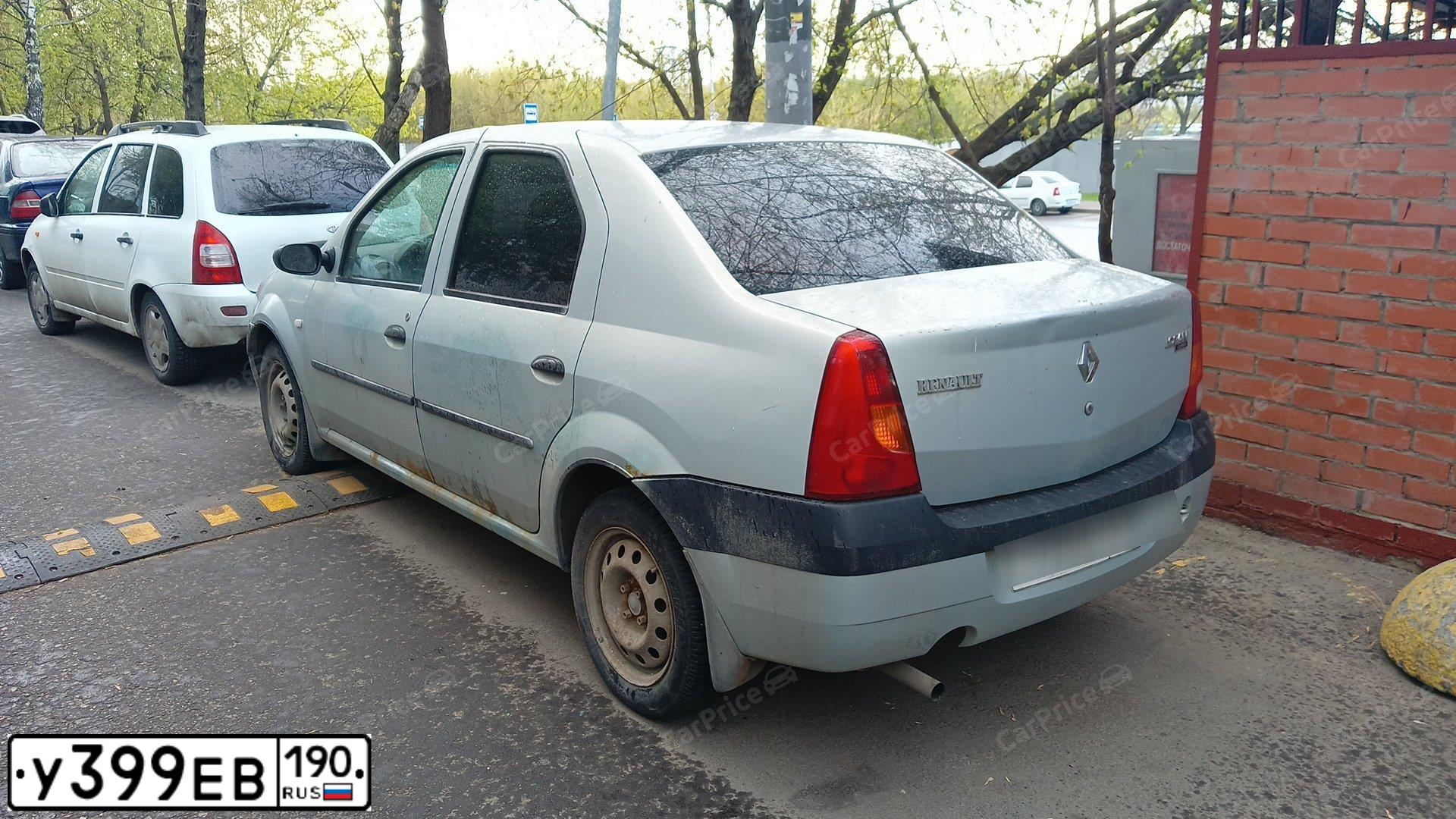 Фото автомобиля RENAULT LOGAN, 2005 — госномер У399ЕВ190. Цвет: Серый