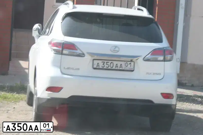 Фото автомобиля LEXUS RX, 2012 — госномер А350АА01. Цвет: Белый