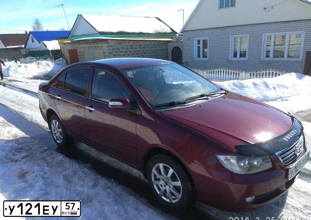 Фото автомобиля LIFAN SOLANO, 2011 — госномер У121ЕУ57. Цвет: ТЕМНО-ВИШНЕВЫЙ