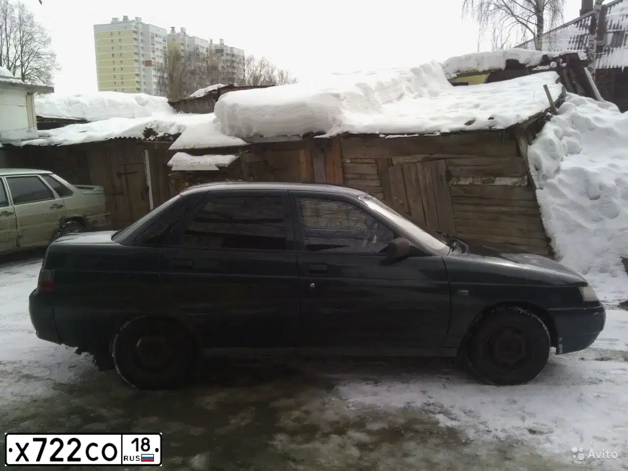 Фото автомобиля LADA 2110, 2004 — госномер Х722СО18. Цвет: Темно-зеленый