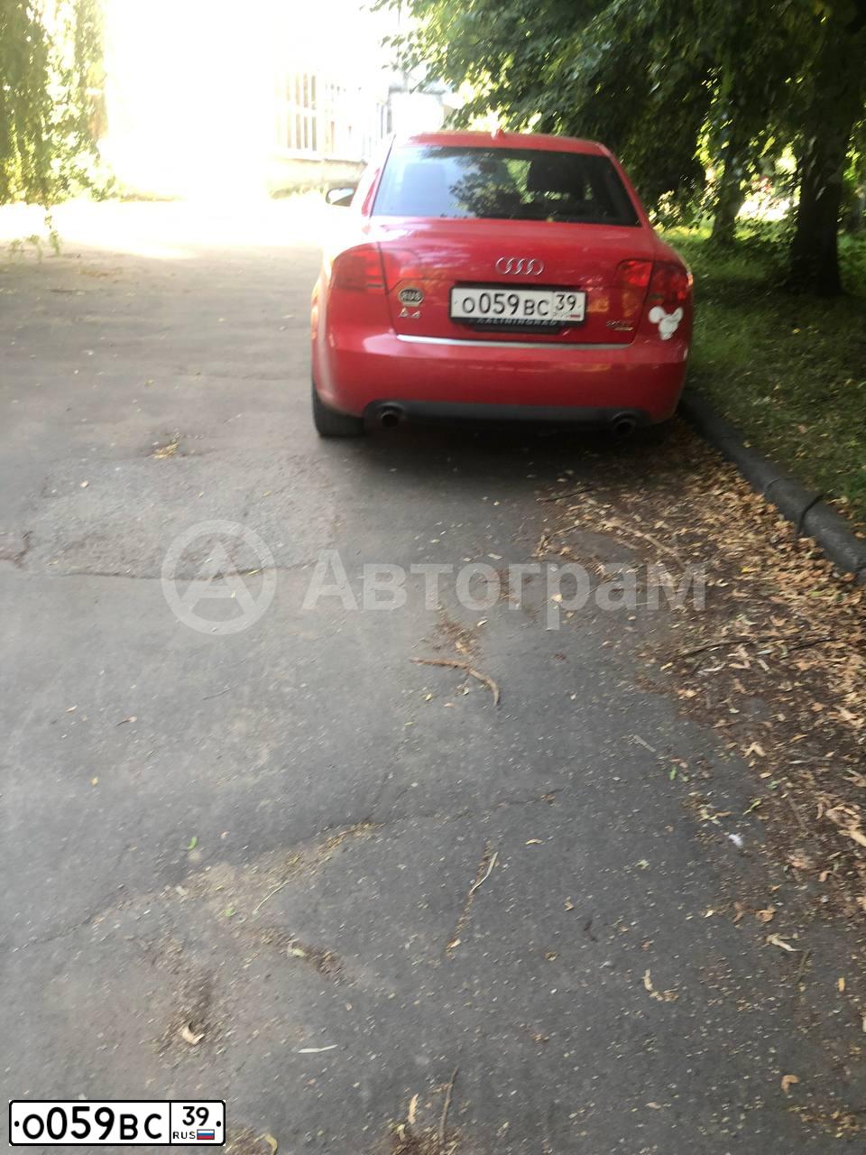 Фото автомобиля AUDI A4, 2005 — госномер О059ВС39. Цвет: КРАСНЫЙ