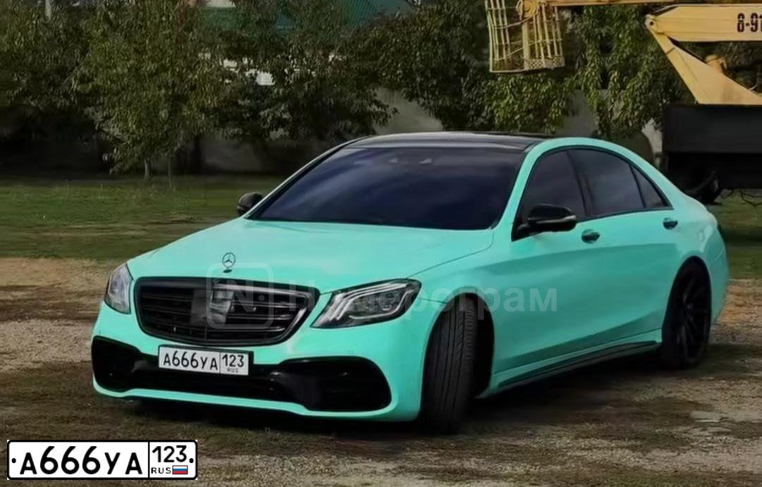 Фото автомобиля MERCEDES S-KLASSE, 2014 — госномер А666УА123. Цвет: ЧЕРНЫЙ