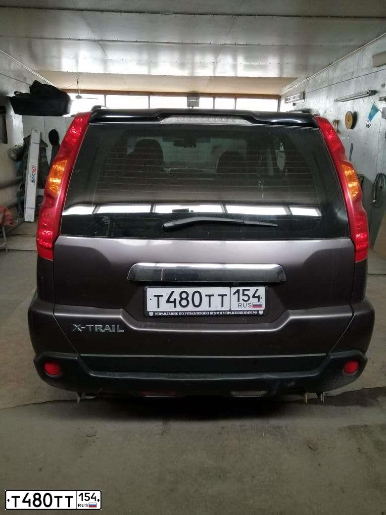 Фото автомобиля NISSAN X-TRAIL, 2008 — госномер Т480ТТ154. Цвет: СЕРО-СИРЕНЕВЫЙ