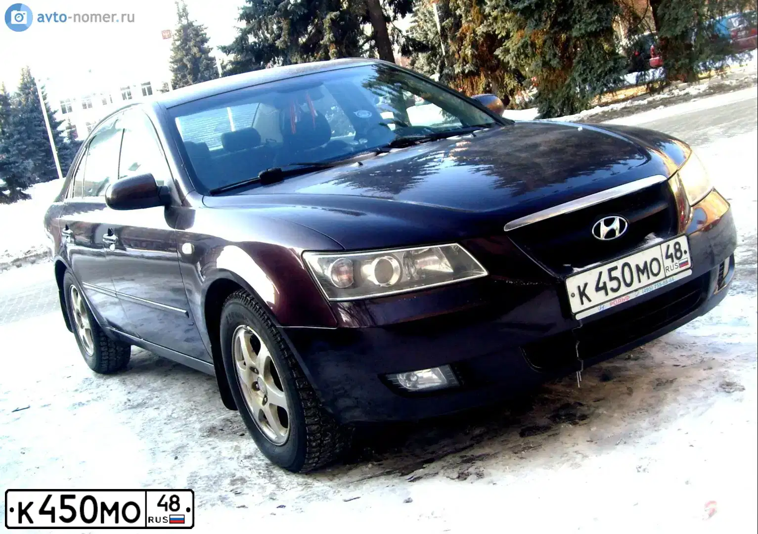 Фото автомобиля HYUNDAI I SONATA, 2006 — госномер М747КМ48. Цвет: ТЕМНО-ВИШНЕВЫЙ