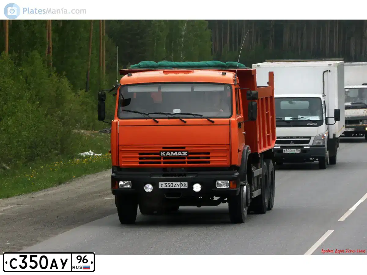 Фото автомобиля KAMAZ 65115 /6X4/, 2011 — госномер С350АУ96. Цвет: ОРАНЖЕВЫЙ