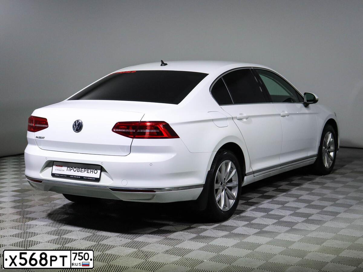 Фото автомобиля VOLKSWAGEN PASSAT, 2018 — госномер Х568РТ750. Цвет: Белый