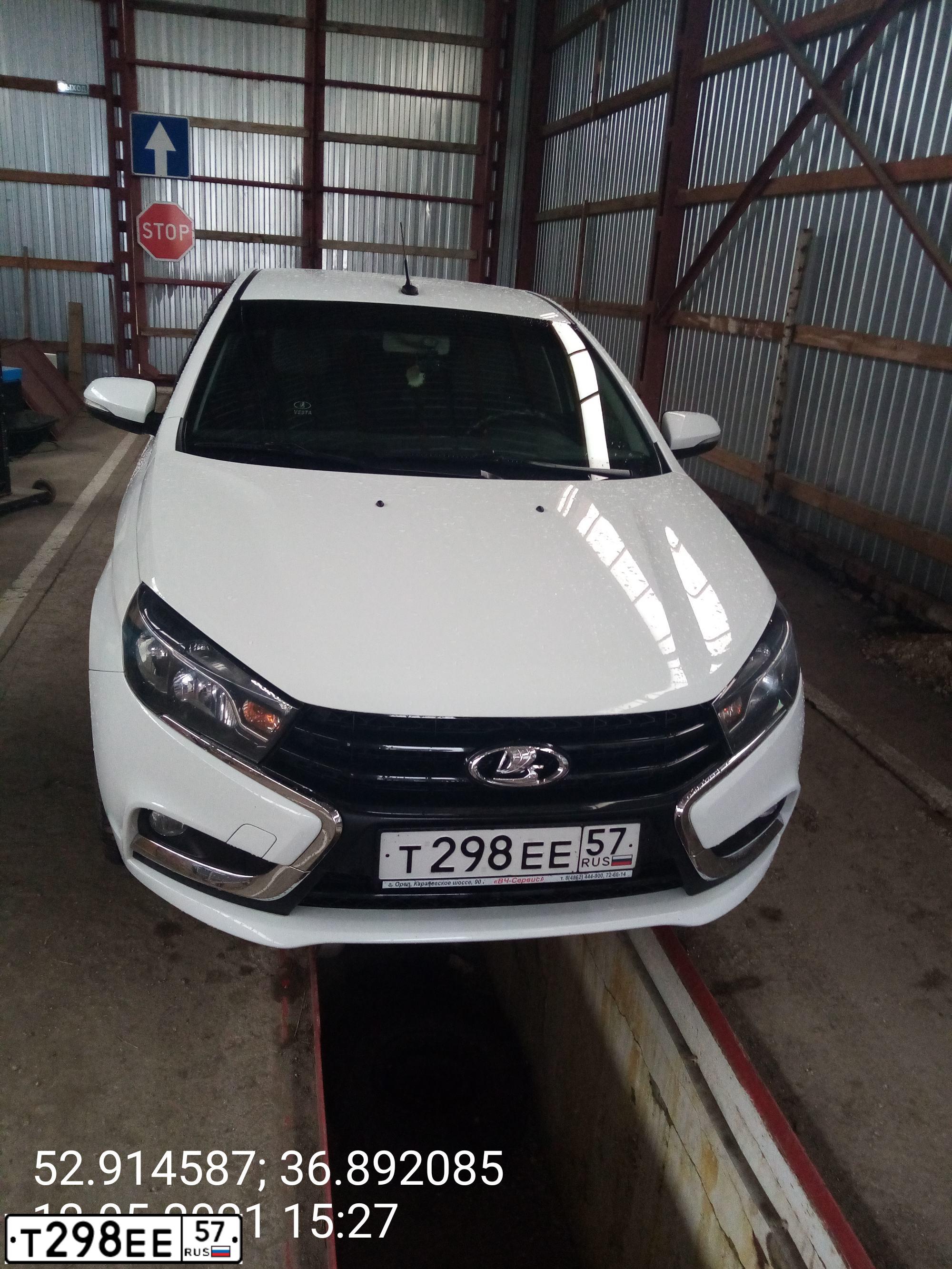 Фото автомобиля LADA VESTA, 2016 — госномер Т298ЕЕ57. Цвет: БЕЛЫЙ