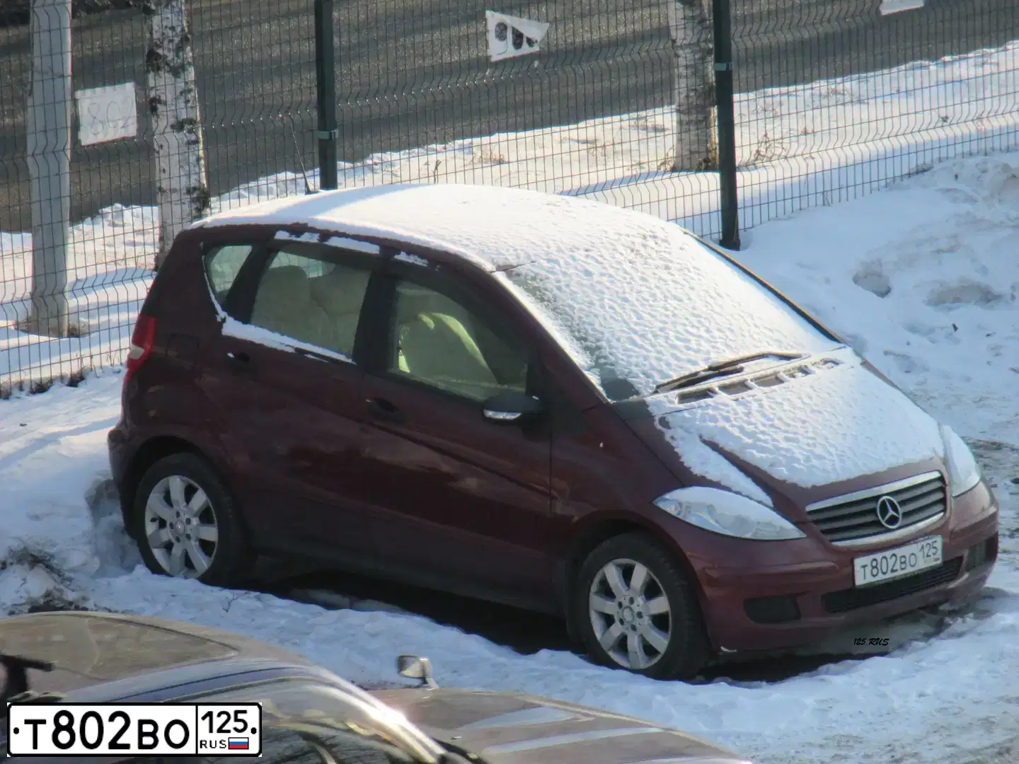 Фото автомобиля MERCEDES A-KLASSE, 2007 — госномер Т802ВО125. Цвет: КРАСНЫЙ