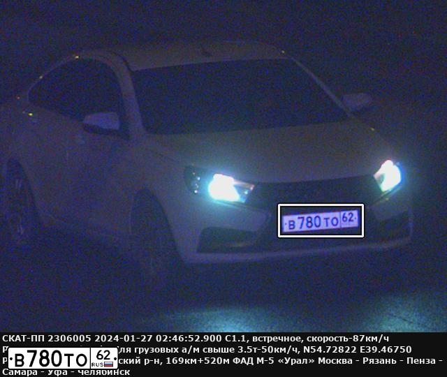 Фото автомобиля LADA VESTA, 2020 — госномер В780ТО62. Цвет: Белый