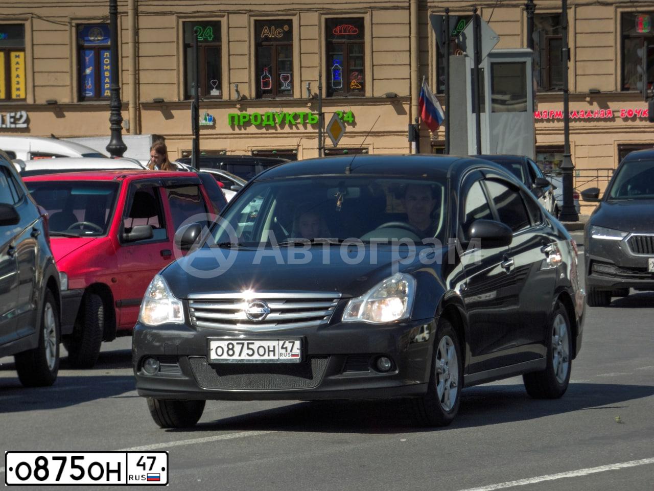 Фото автомобиля NISSAN ALMERA /AVTOVAZ/, 2016 — госномер О875ОН47. Цвет: ЧЕРНЫЙ