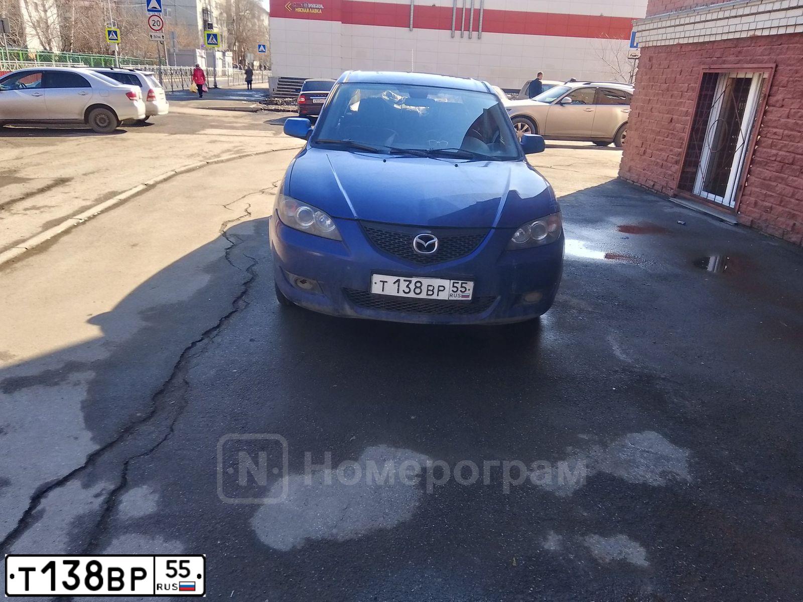 Фото автомобиля MAZDA 3, 2007 — госномер Т138ВР55. Цвет: СИНИЙ